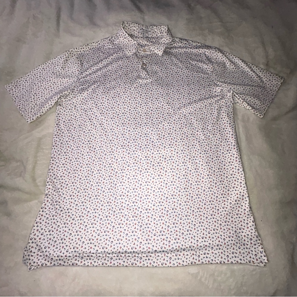 Peter Millar summer comfort polo bird swan all over design size XL (13/14) youth
